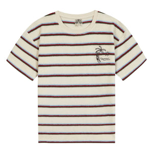 Bonton - Livo Camiseta de Rayas con Toalla | Blanco