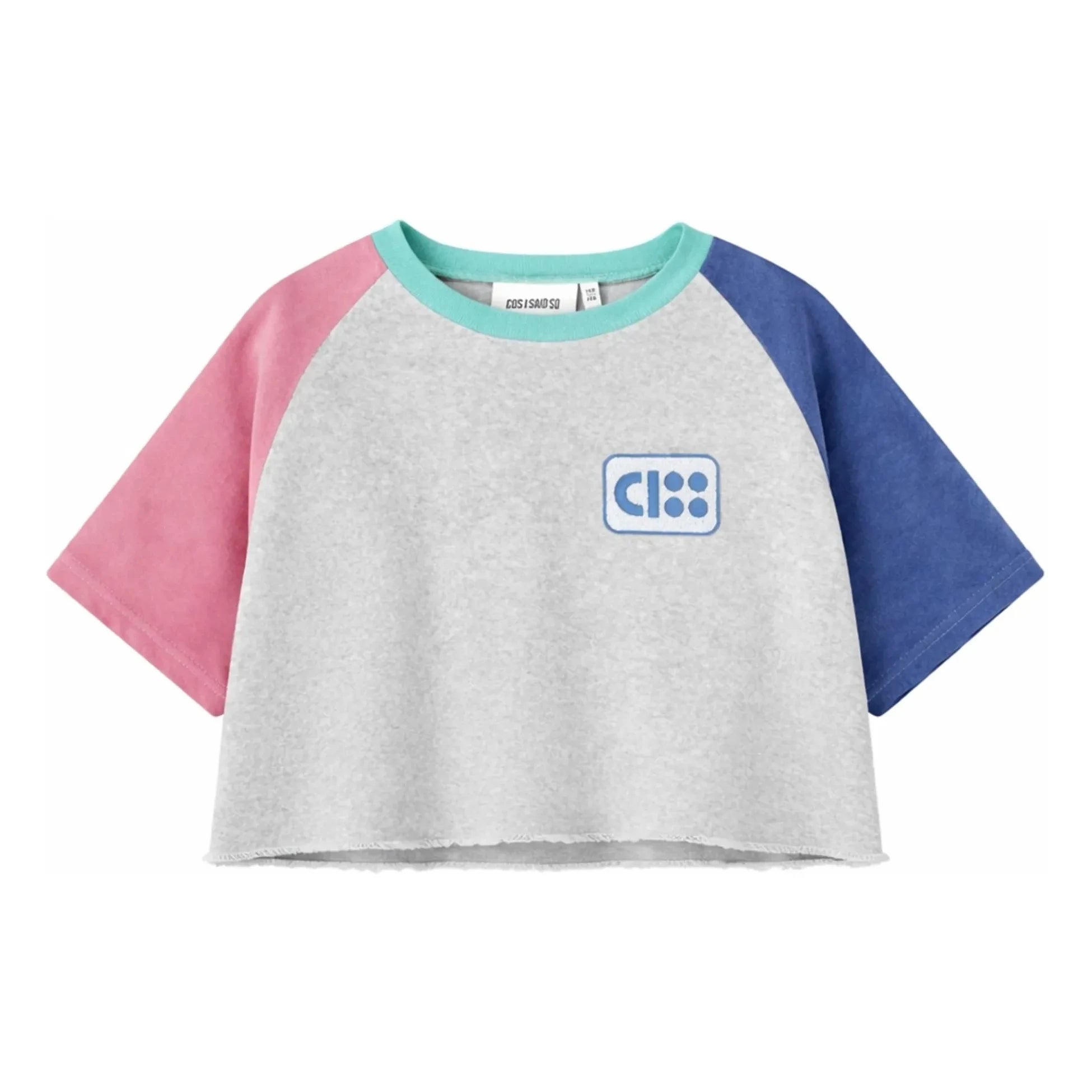 Cos I Said So - Camiseta corta de algodón orgánico con bloques de color | Gris jaspeado