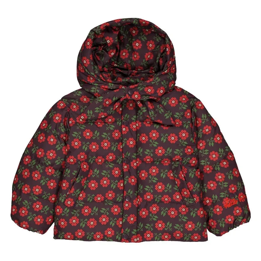 Hola Simone - Plumífero Alixa con estampado floral | Marrón