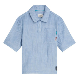 Scotch & Soda - Camisa tipo Polo Chambray | Azul Claro