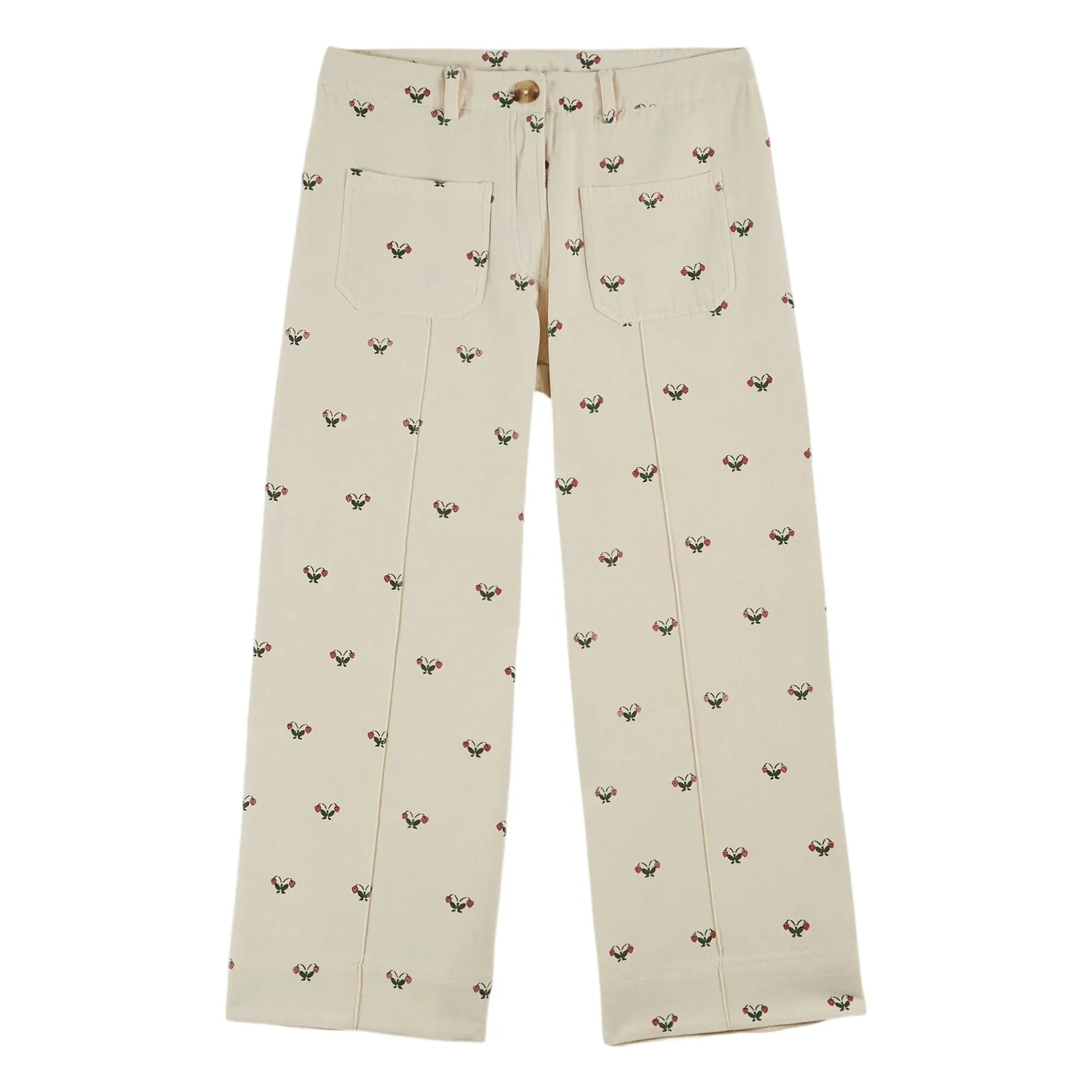 Emile et Ida - Pantalones de algodón con fresas | Crema