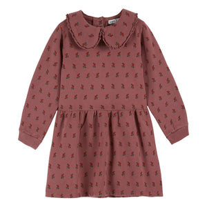 Emile et Ida - Vestido de forro polar con estampado floral de algodón orgánico | Morado oscuro