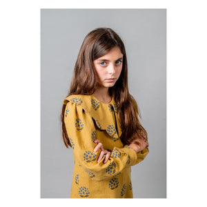 birinit - Arboleda Elbise Organik Pamuk Çiçekler | Sarı