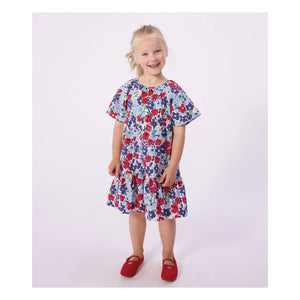 Petit Bateau - Vestido con estampado floral de popelina de algodón orgánico | Azul