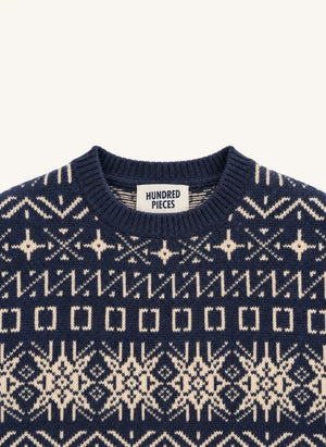 Hundred Pieces - Suéter de Merino Jacquard Mika | Gris azul