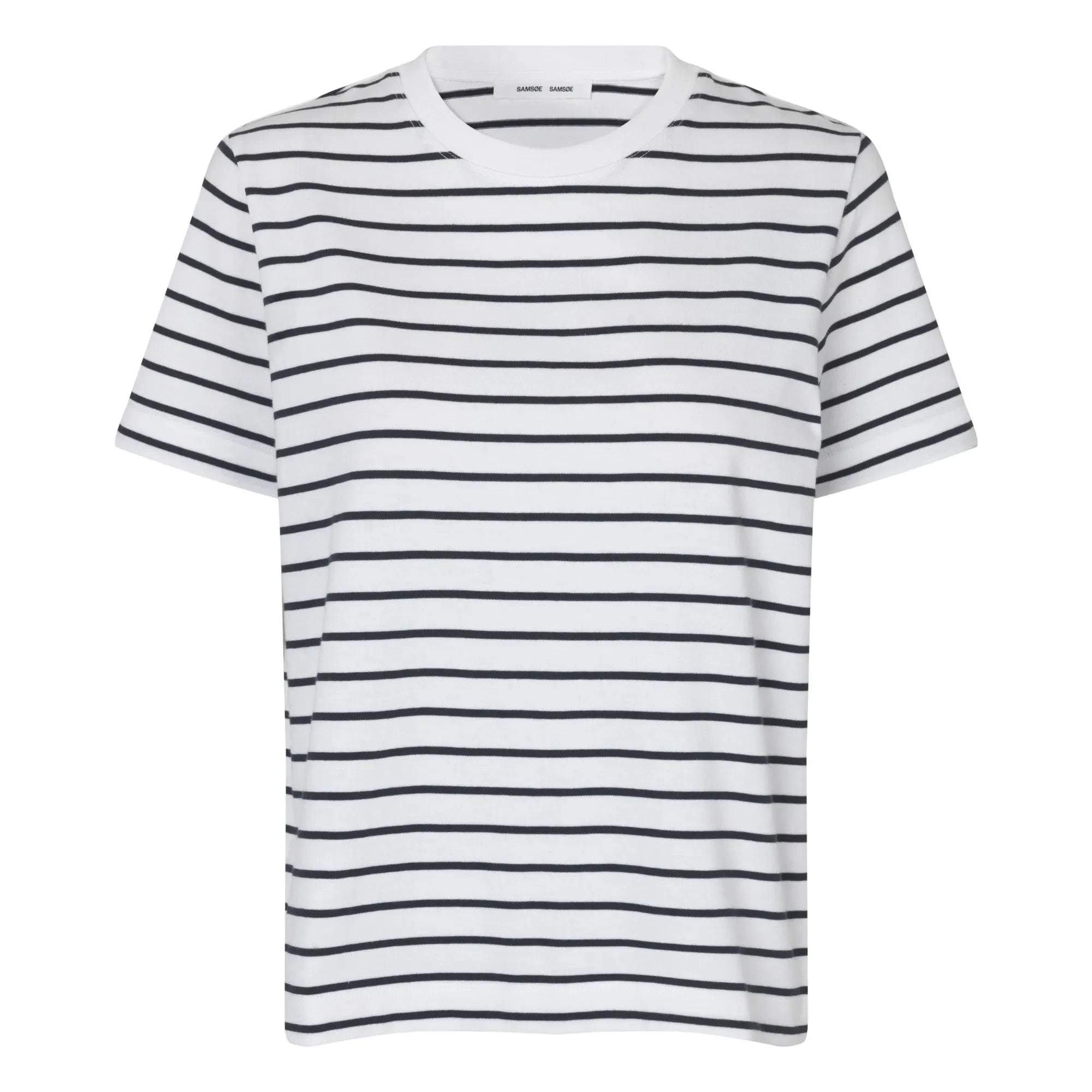 Samsoe Samsoe - Camiseta Camino de Algodón Orgánico a Rayas | Blanca