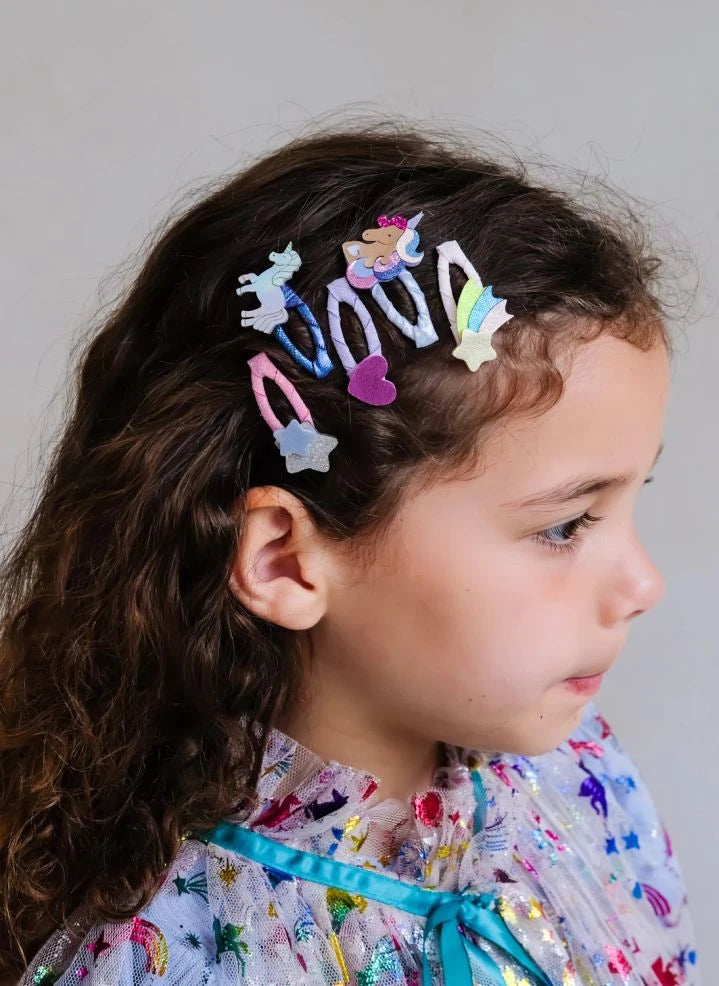 Mimi & Lula - Set de 5 pinzas para el pelo unicornio | Rosa