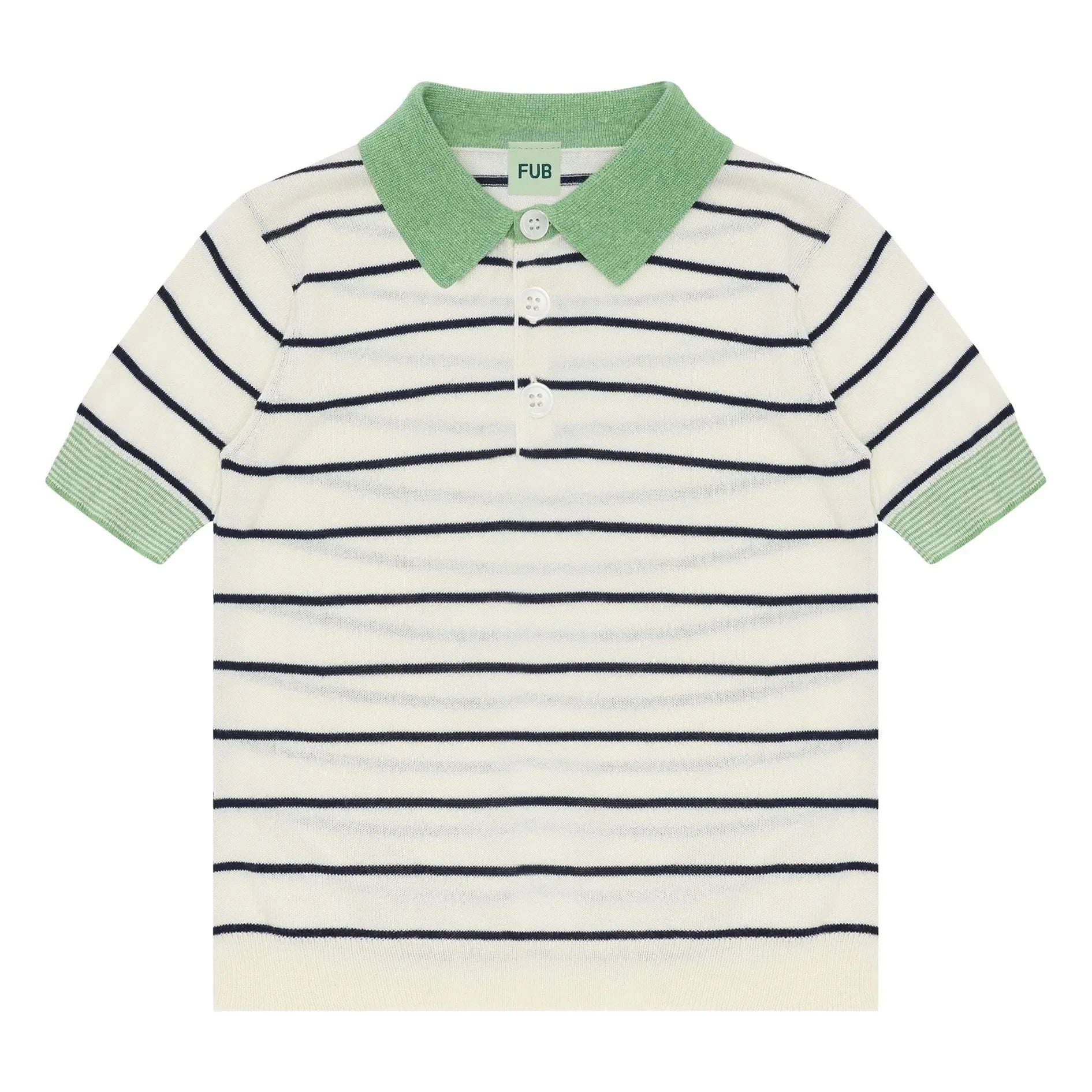FUB - Camiseta polo de rayas de algodón orgánico de punto extrafino | Crudo