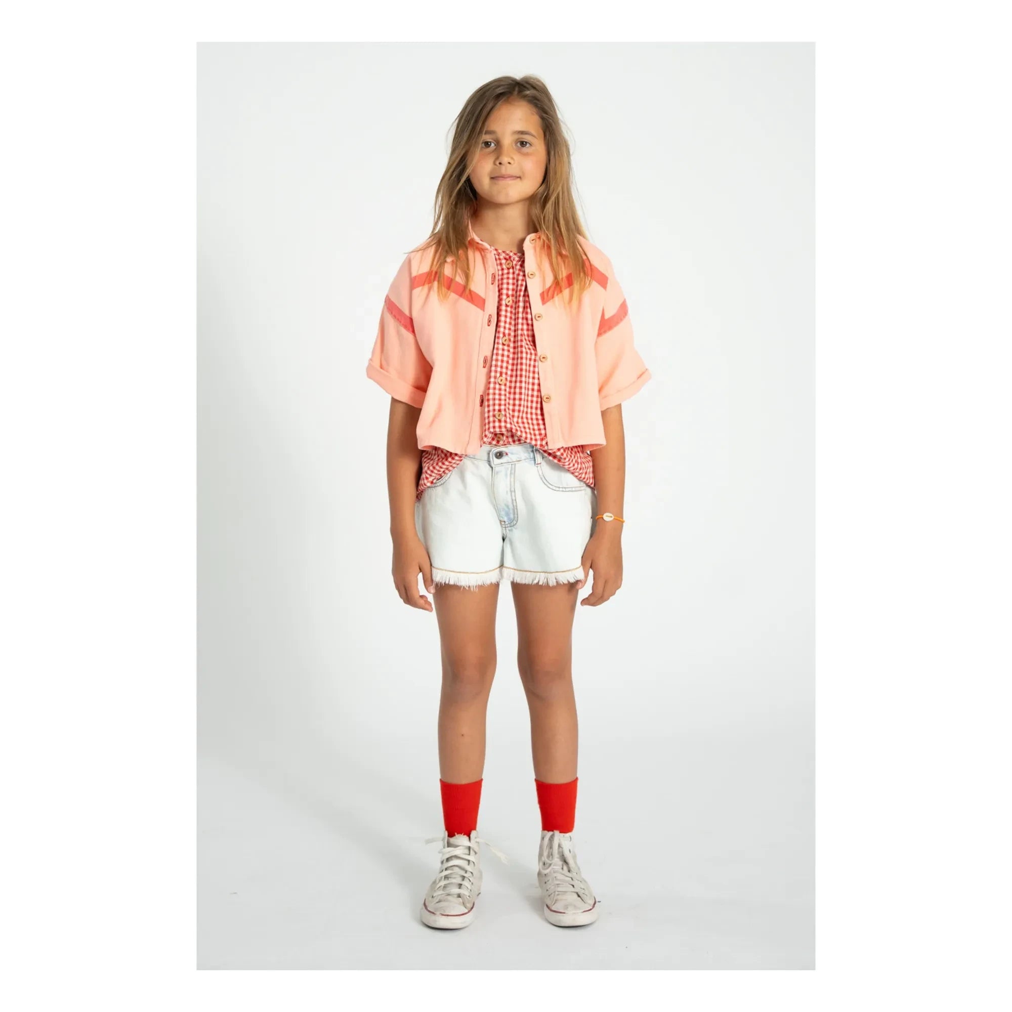 Piupiuchick - Chaqueta de sarga de manga corta geométrica | Coral