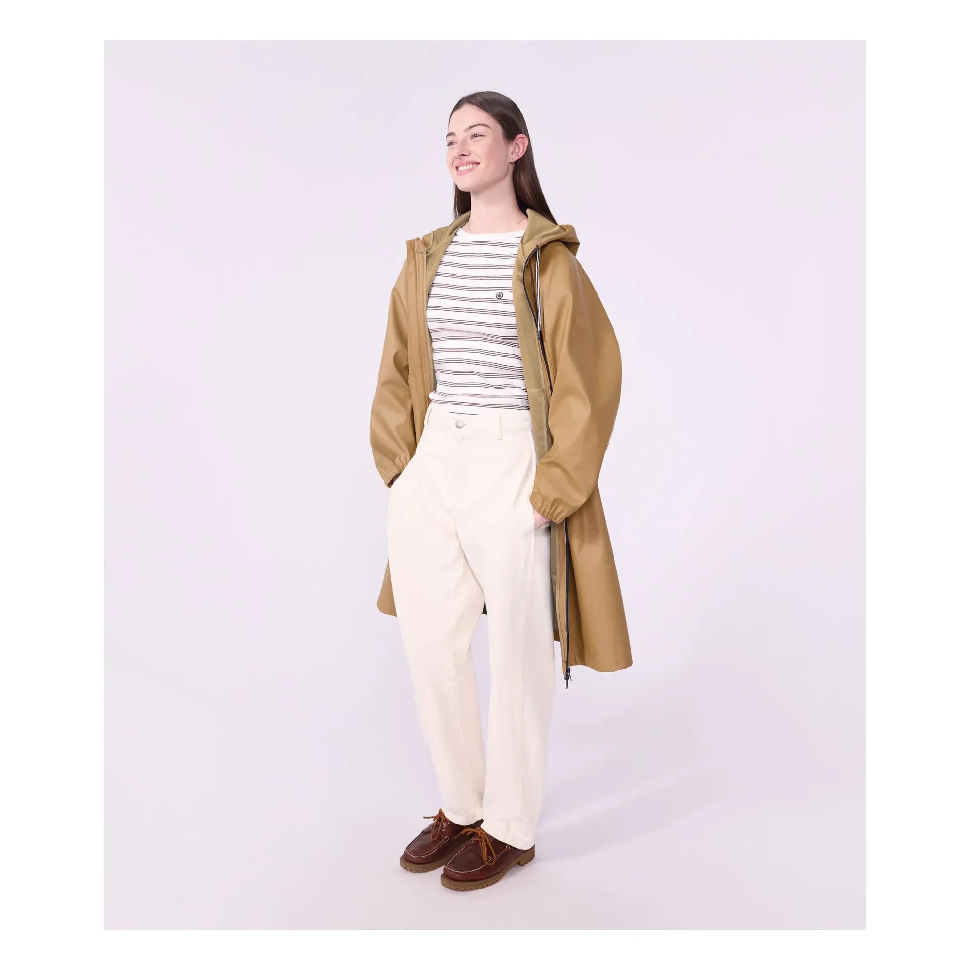 Petit Bateau - Gabardina larga icónica | Camel