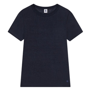 Petit Bateau - Camiseta de lino de punto | Azul marino