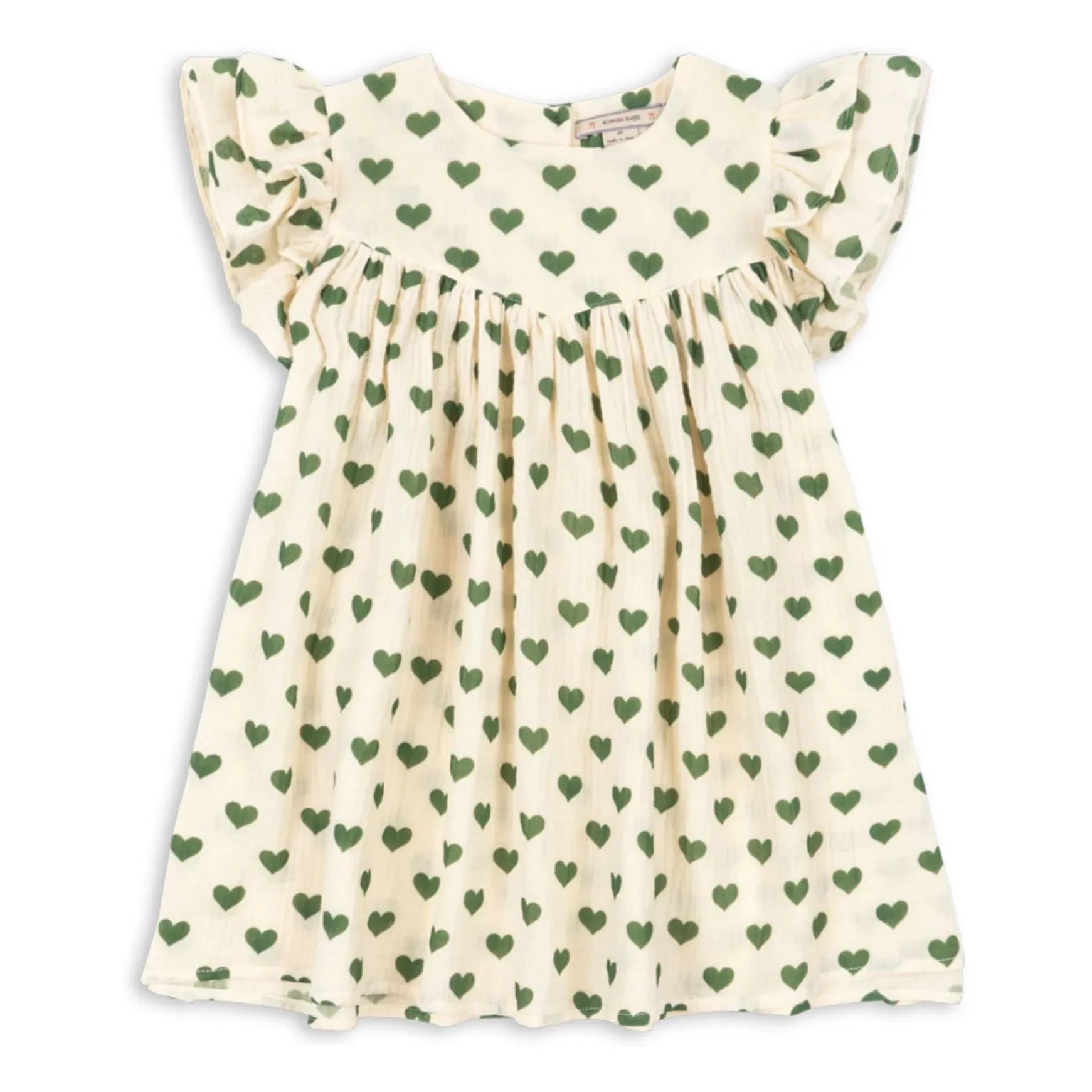 Konges Sløjd - Vestido de algodón orgánico Coco Hearts | Crudo