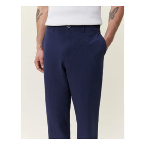 Les Deux - Pantalones Seersucker | Azul oscuro