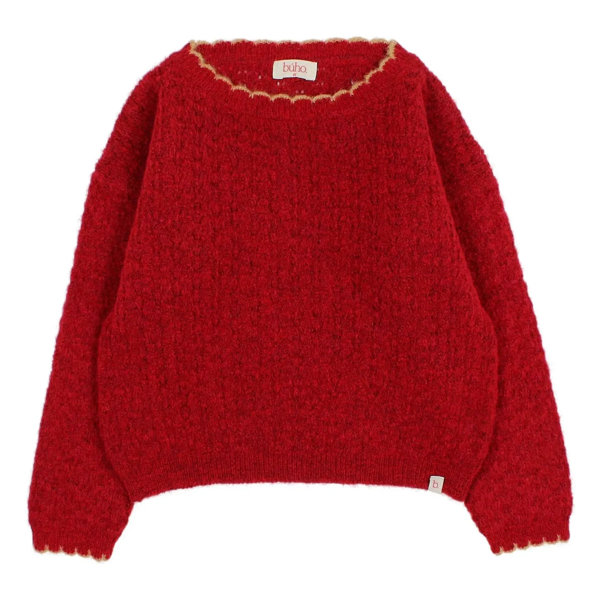 Búho - Jersey festoneado de mujer | Rojo cereza
