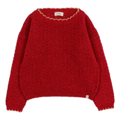 Búho - Jersey festoneado de mujer | Rojo cereza