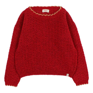 Búho - Jersey festoneado de mujer | Rojo cereza