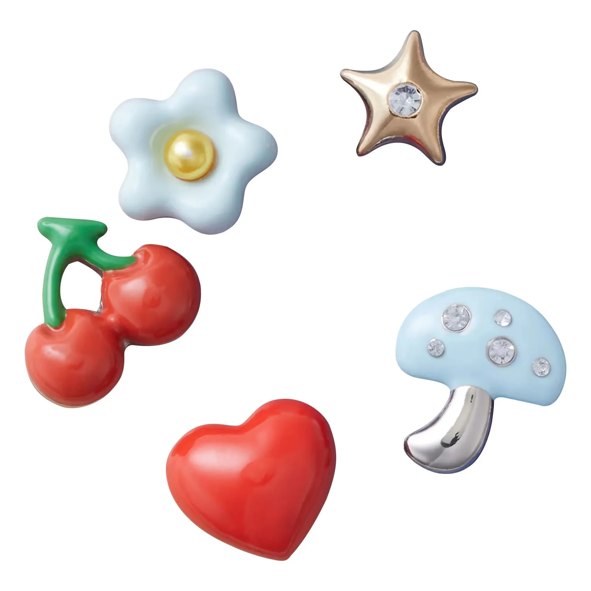 Crocs - Set de 5 Jibbitz metálicos | Rojo