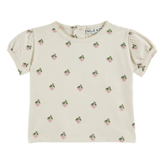 Emile et Ida - Camiseta abullonada de algodón orgánico Kiraz | Crema