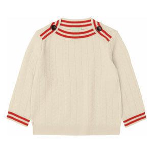 FUB - Jersey de punto fino con botones de zigzag de lana merina | Crudo