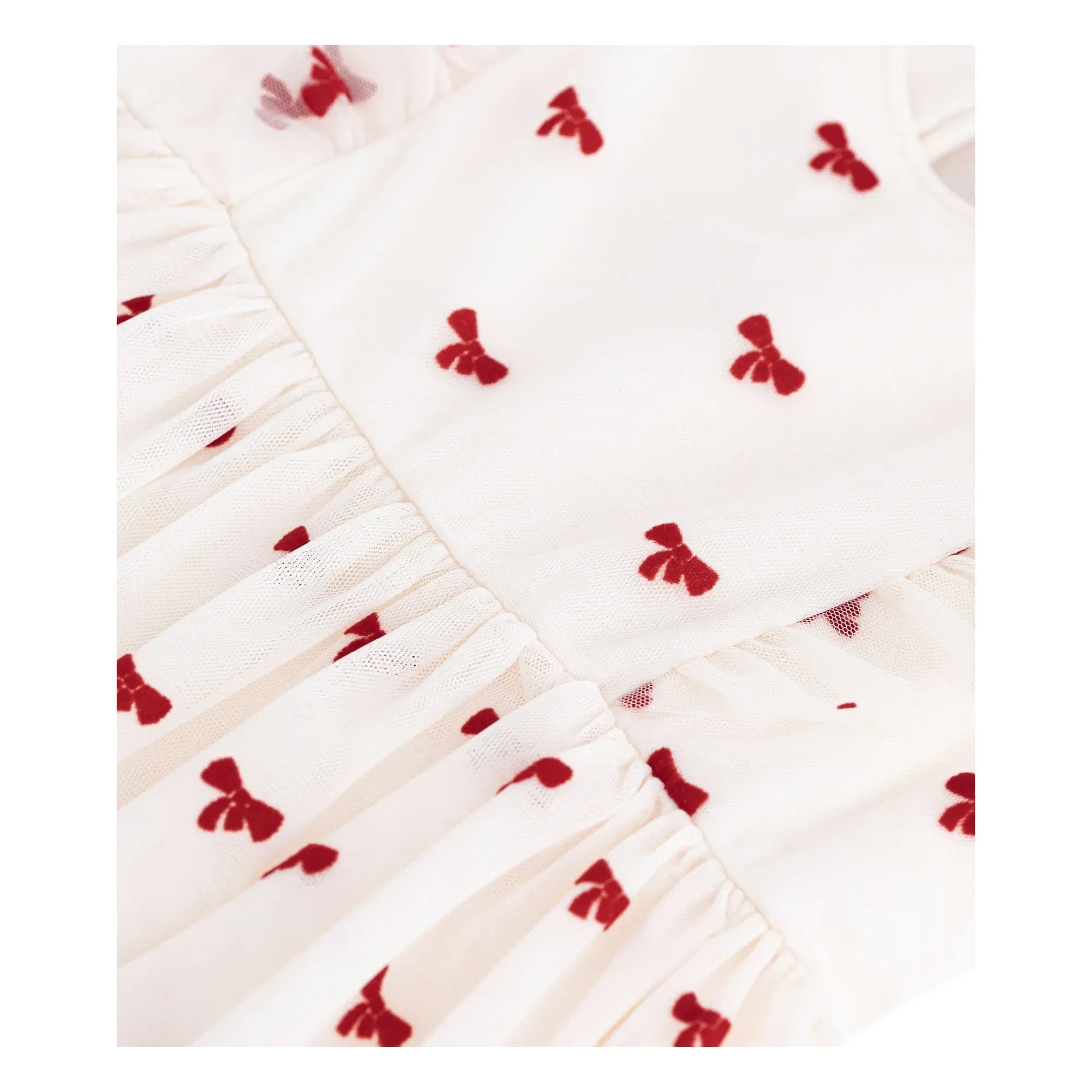 Petit Bateau - Vestido con nudo de tul | Crudo
