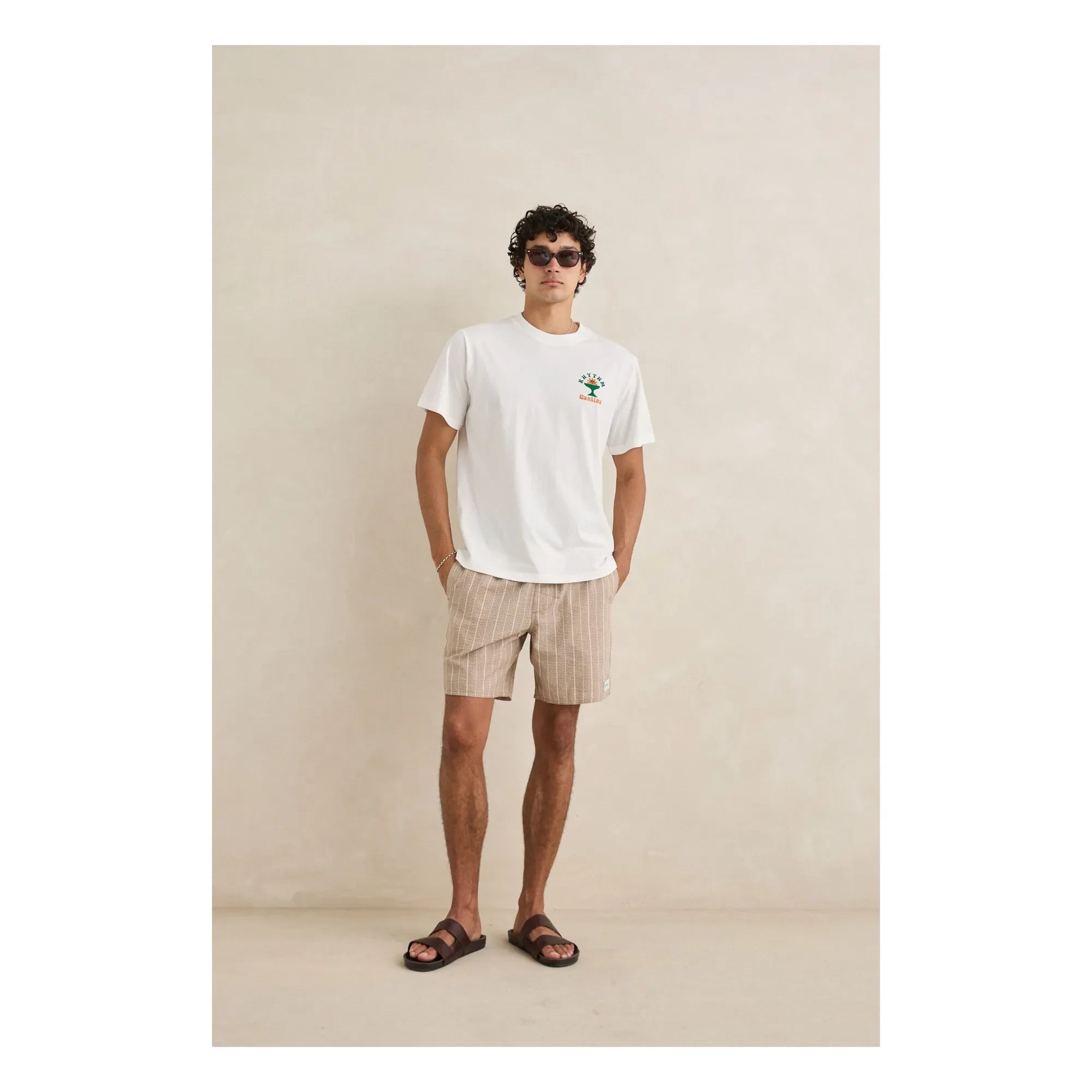 Rhythm - Shorts estampados de mermelada a rayas | Beige Oscuro