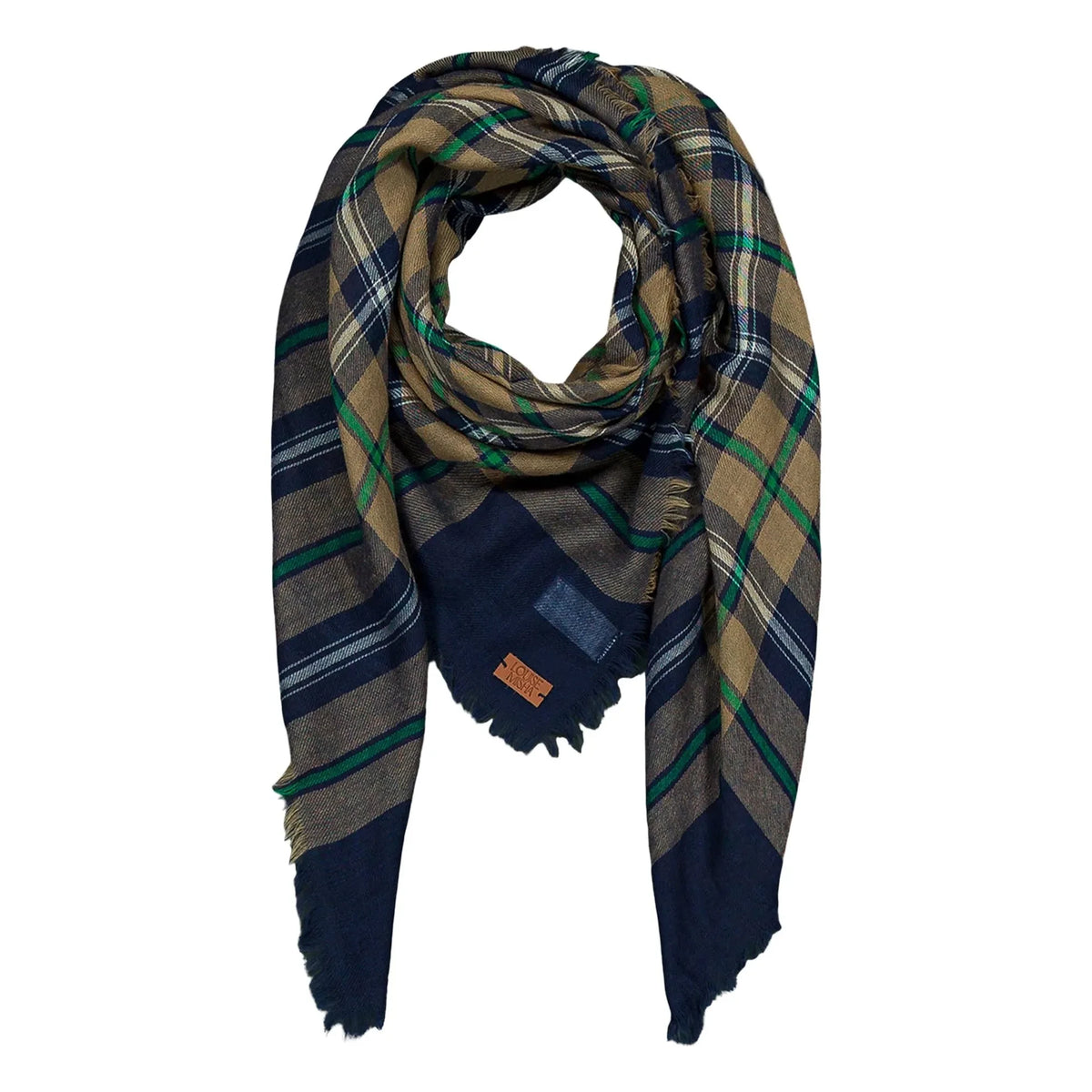 Louise Misha - Mekness Bufanda de lana a cuadros - Colección para mujer | Azul