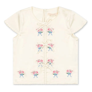 Konges Sløjd - Blusa con lazos bordada brillante | Crudo