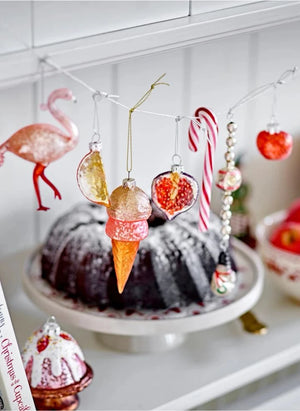 Bloomingville - Finka adornos navideños de vidrio - Set de 5 | Rojo