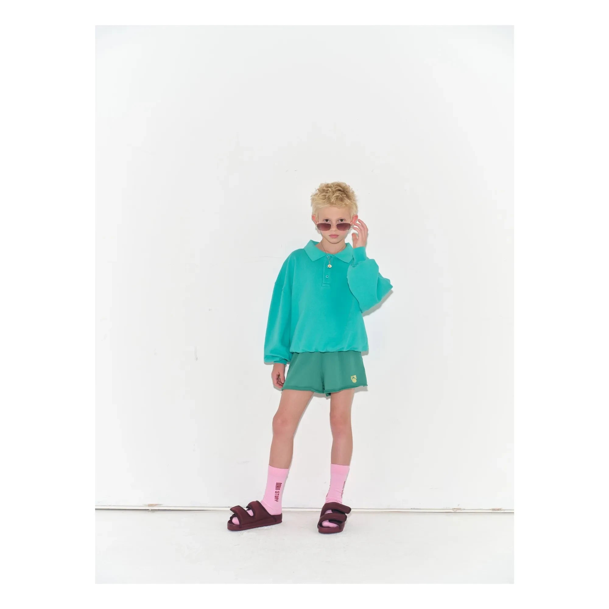 Main Story - Shorts de jogging recortados de algodón orgánico | Verde