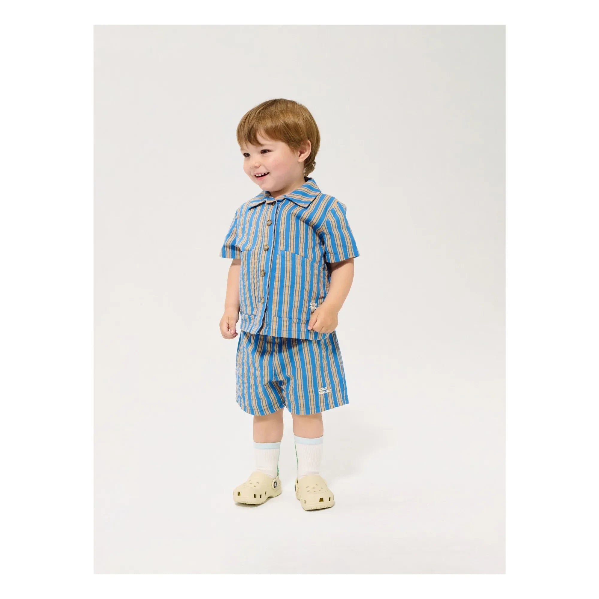 Bobo Choses - Pantalón Corto de Bebé de Rayas Azul