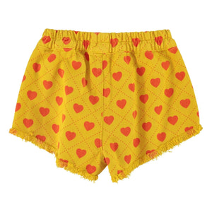 Piupiuchick - Pantalón Corto Twill Hearts con Efectos | Mostaza
