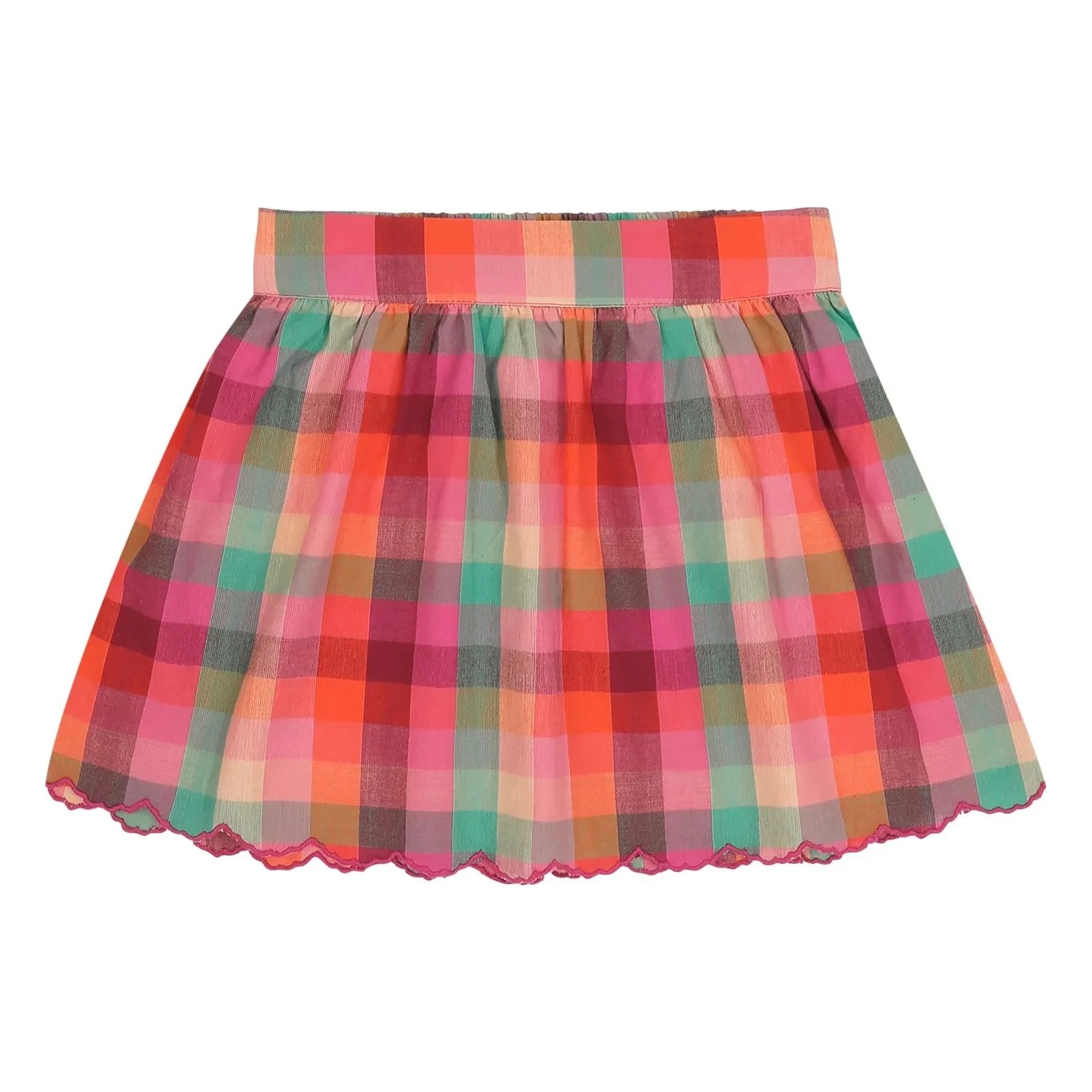 Jenest - Falda de cuadros de algodón orgánico Sara | Fucsia