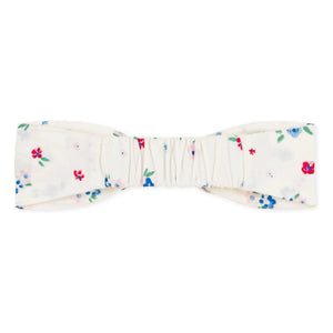 Petit Bateau - Diadema de popelín de algodón orgánico con nudo floral | Blanco