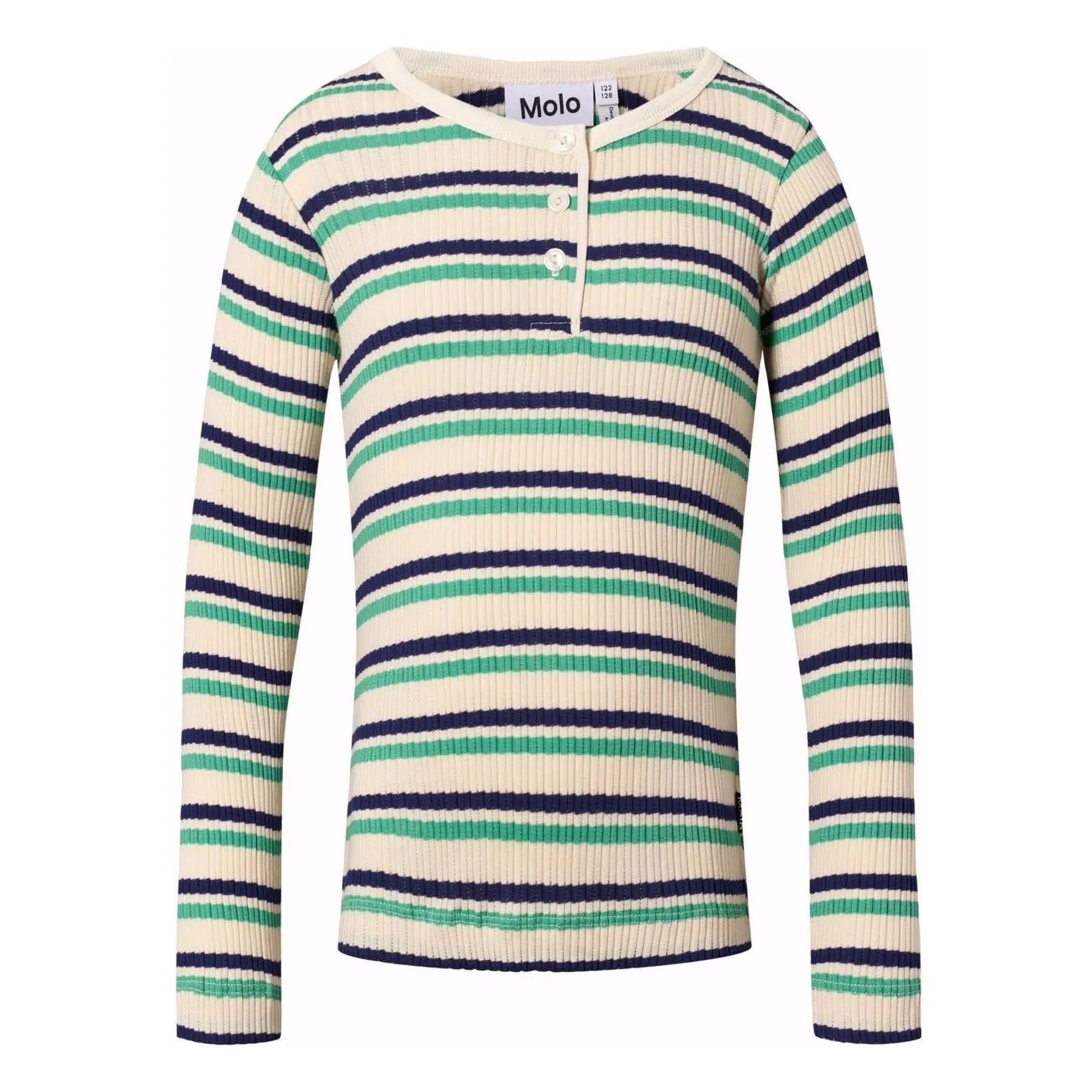Molo - Camiseta de Algodón Orgánico a Rayas Rubias | Crema