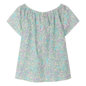 Bonpoint - Blusa fruncida de algodón orgánico Grenade Liberty | Verde agua