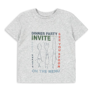 Konges Sløjd - Camiseta Famo Dinner Party de algodón orgánico | Gris jaspeado
