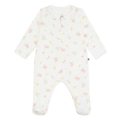 Petit Bateau - Pijama de una pieza con flores de algodón orgánico | Blanco
