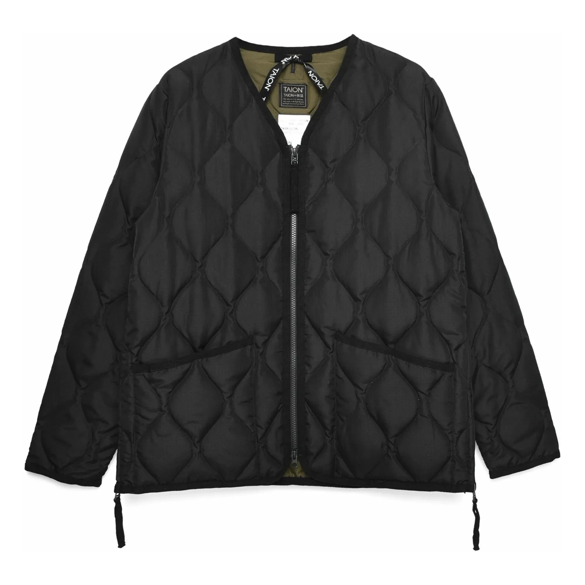 Taion - Chaqueta militar unisex con cuello en V | Negro