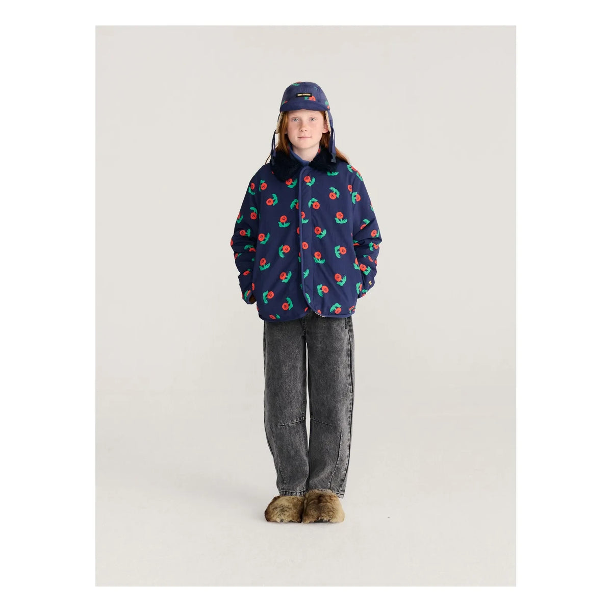 Bobo Choses - Chaqueta sherpa reversible de fibras recicladas | Azul marino