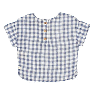 Búho - Blusa de Vichy con Bolsillo | Azul