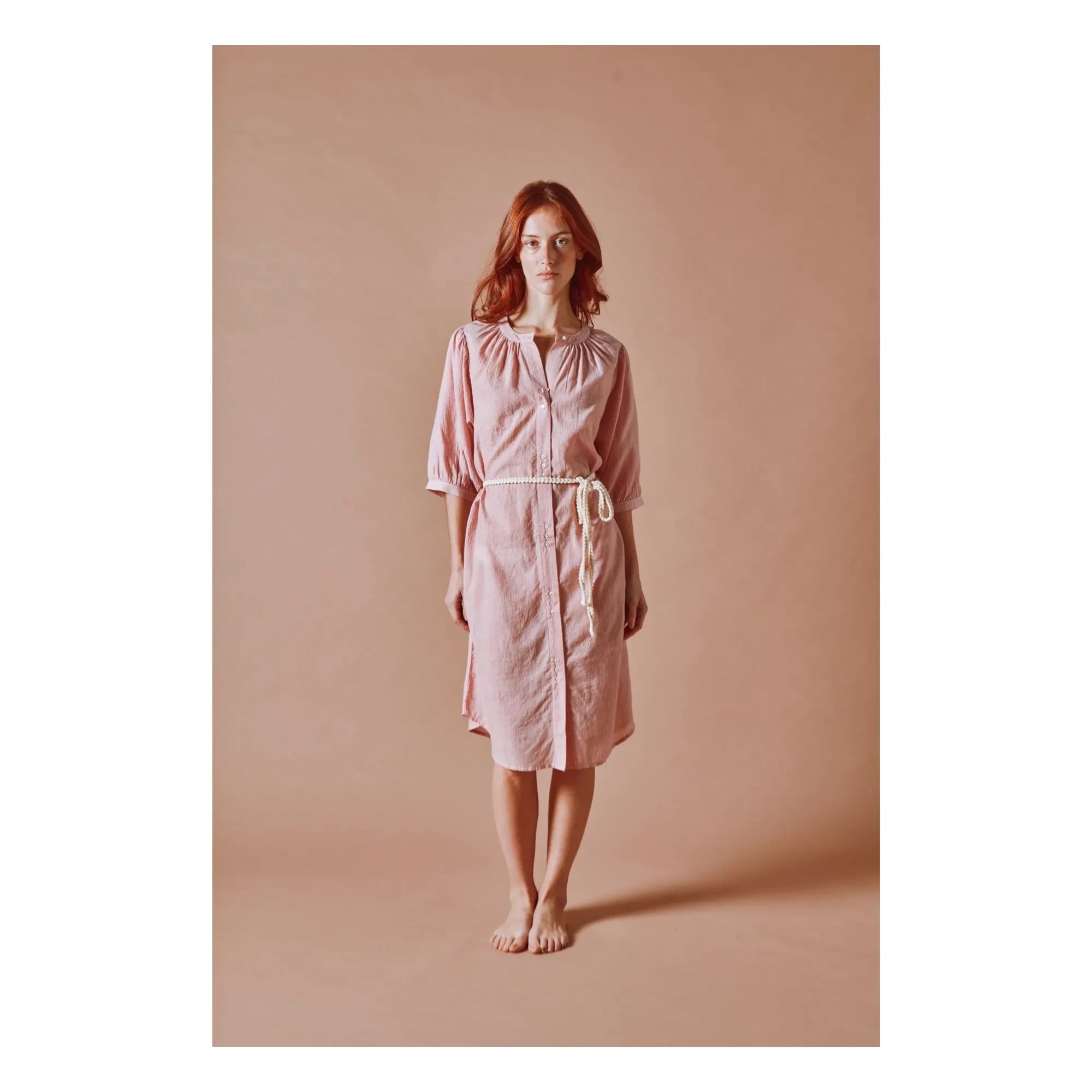 Emile et Ida - Vestido Rosa de Algodón Khadi