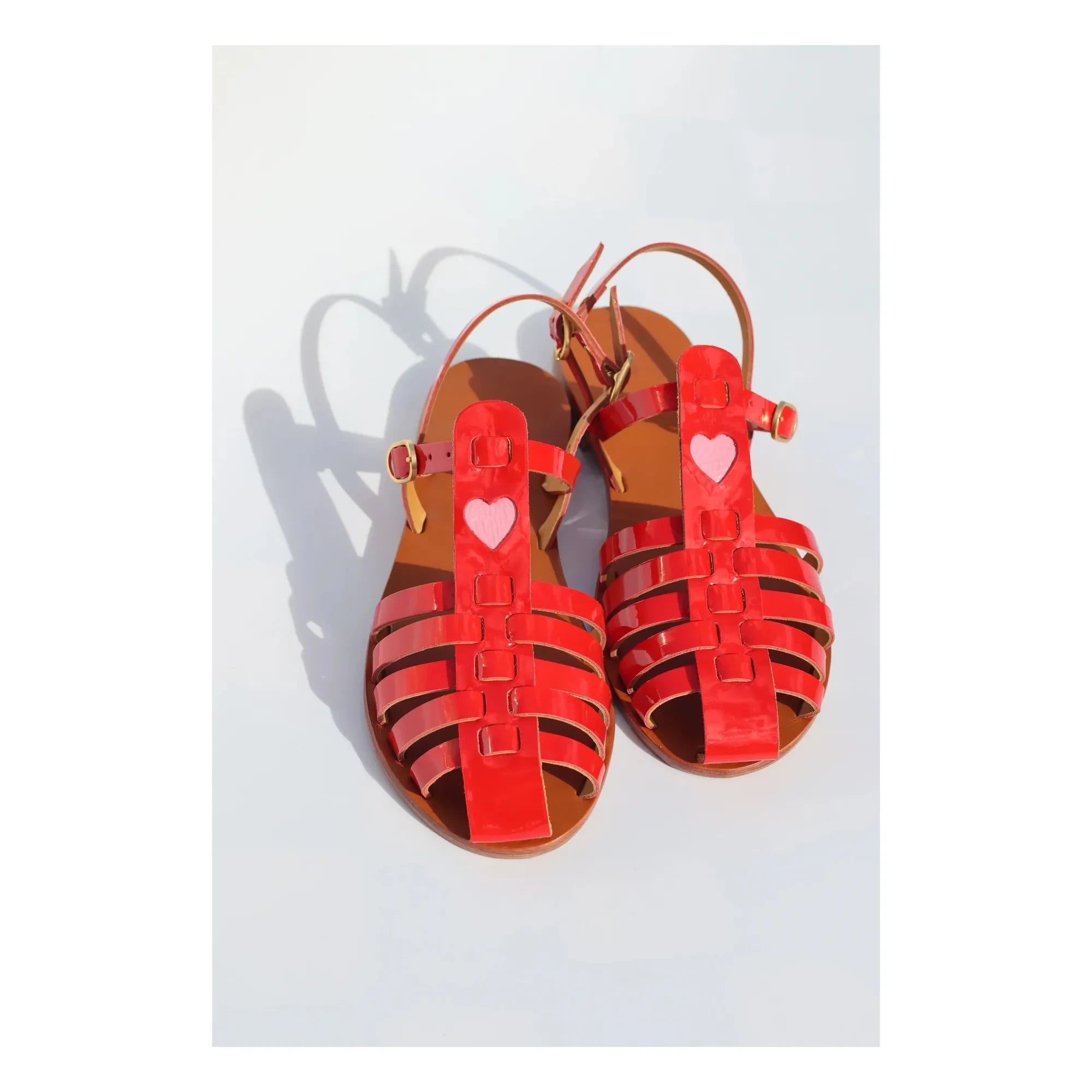 Mama Praïa - Sandalias de pescador de charol Coeur | Rojo