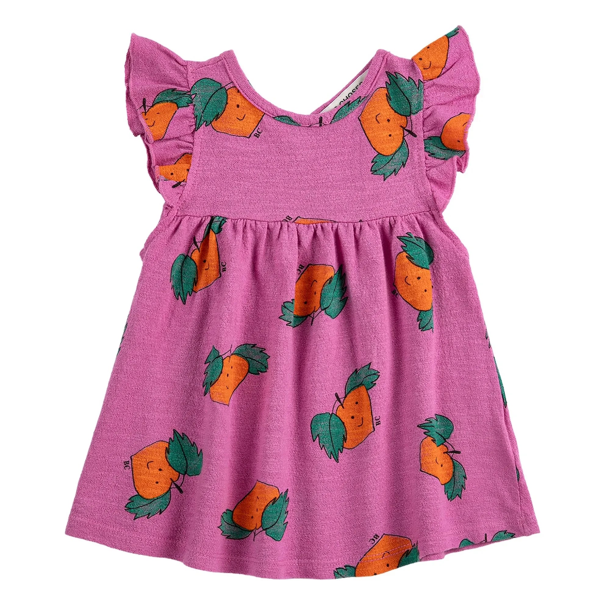 Bobo Choses - Vestido de volantes naranja de algodón orgánico para bebé | Morado