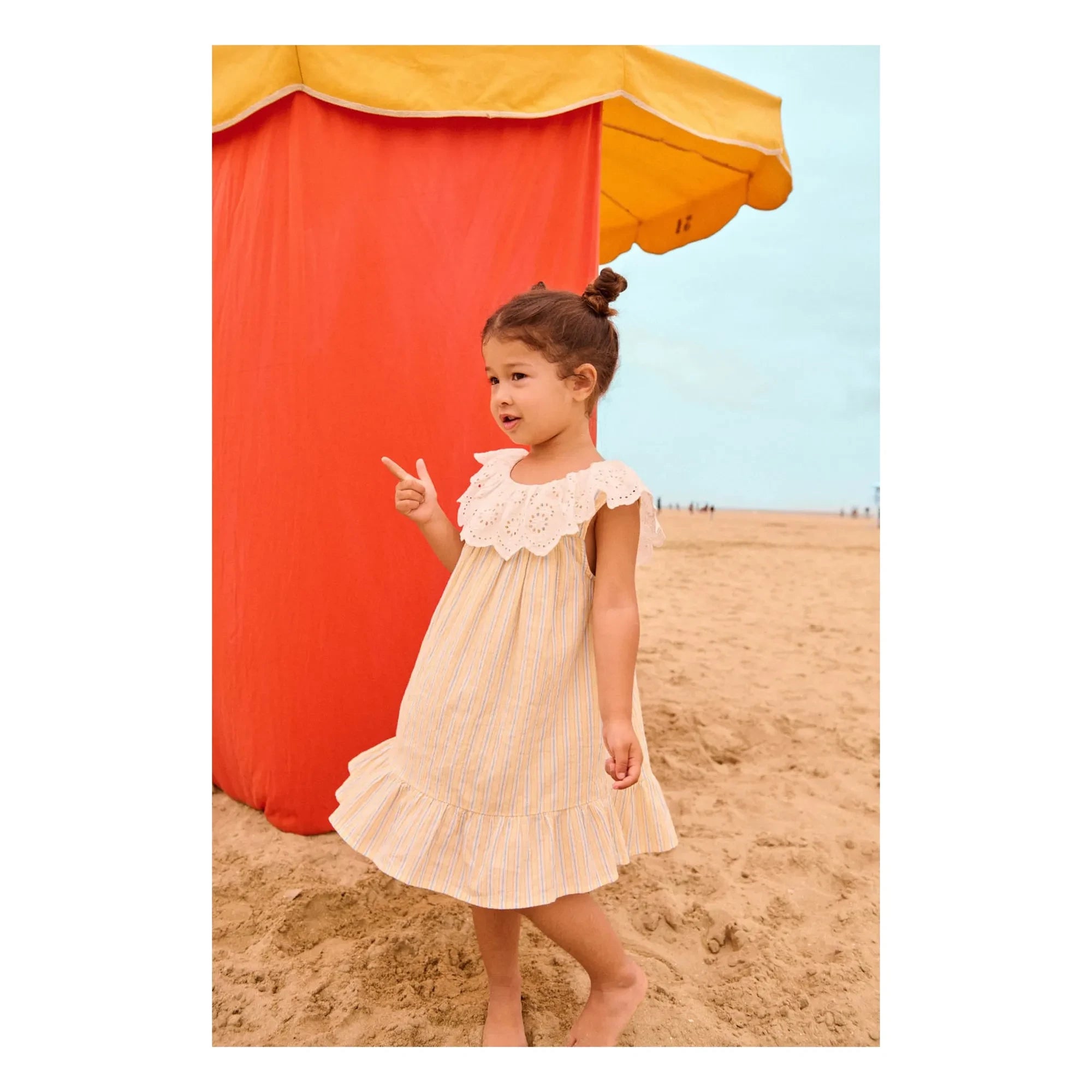Louise Misha - Vestido de algodón orgánico a rayas Danya | Amarillo