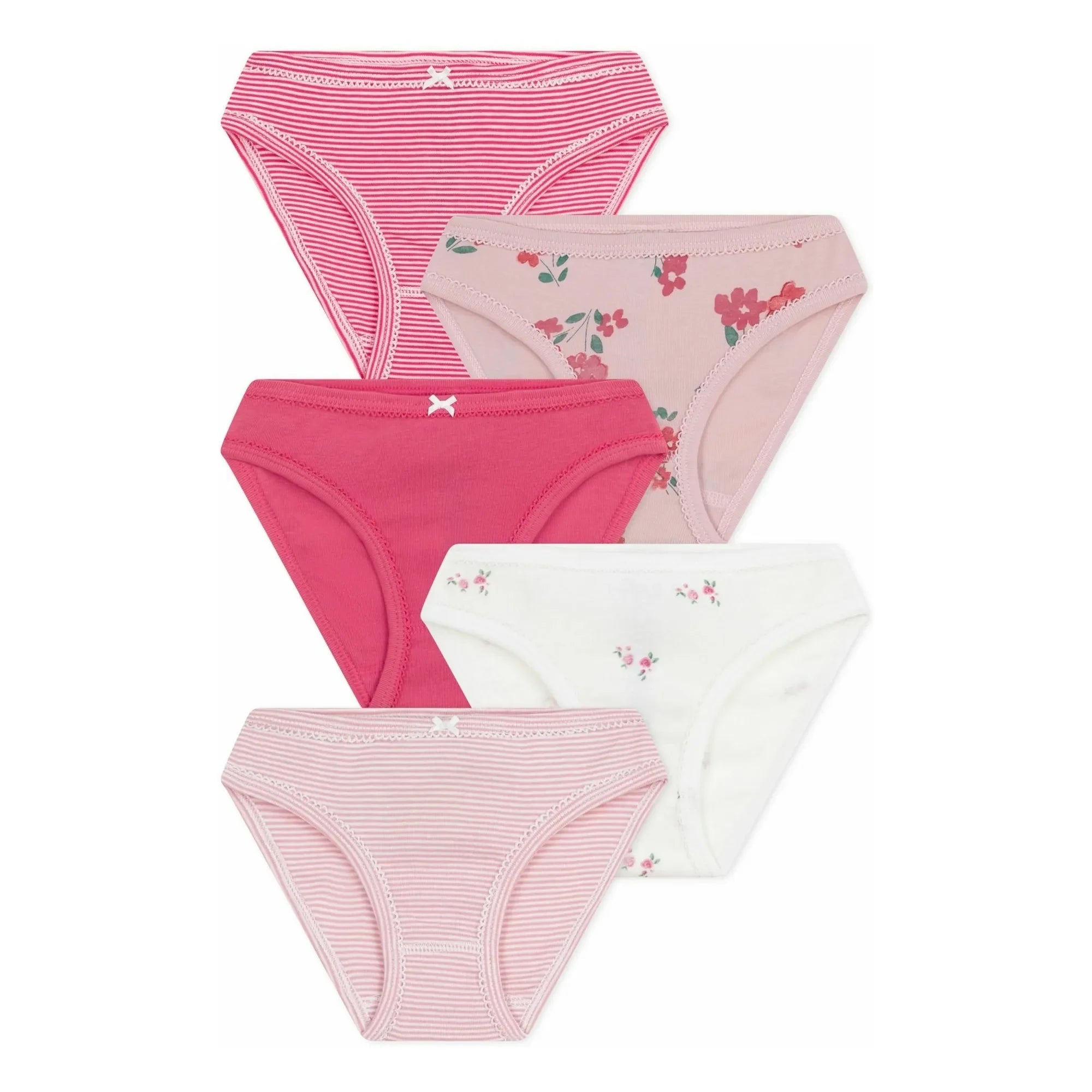 Petit Bateau - Set de 5 bragas de rayas | Rosa