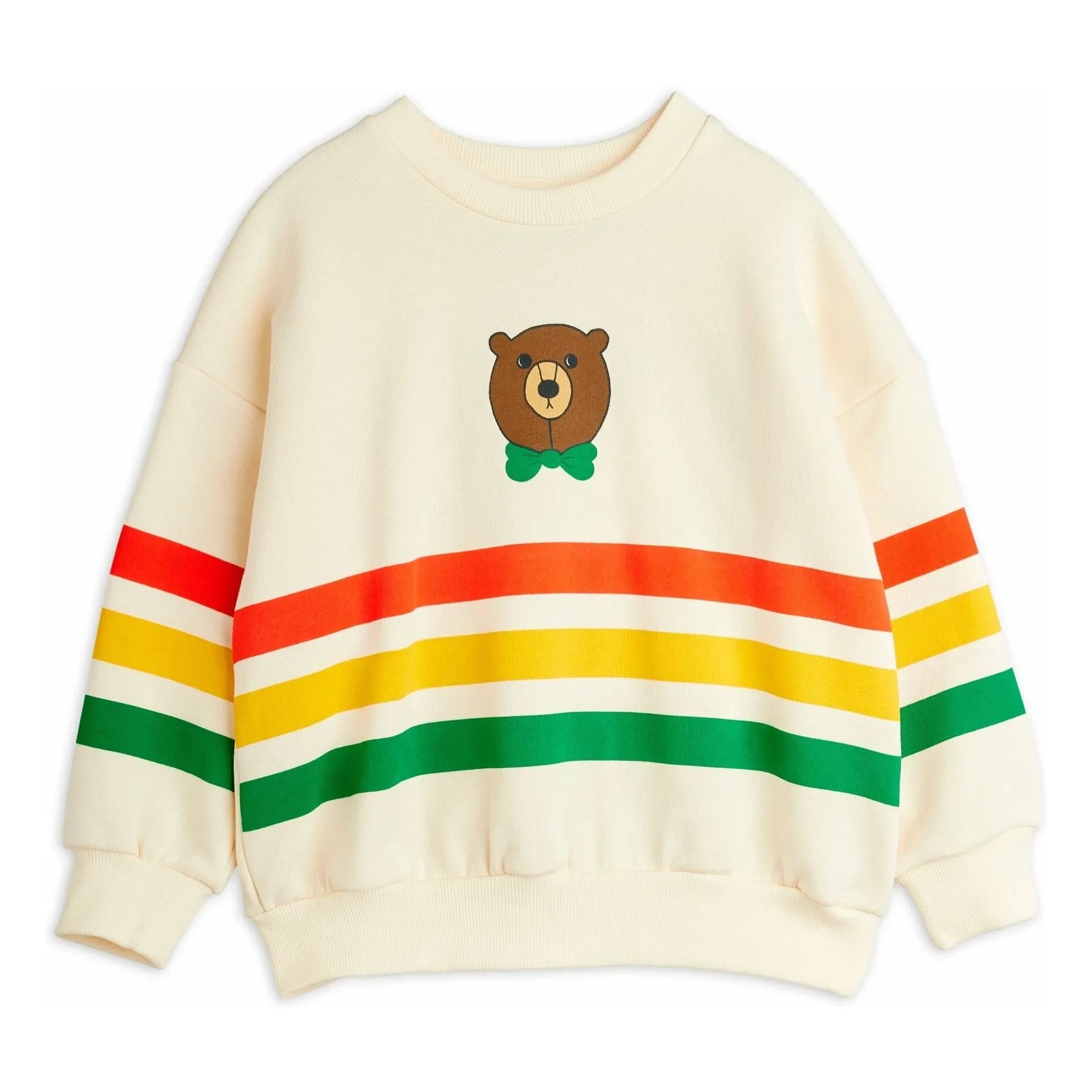 Mini Rodini - Sudadera Oso Rayas Algodón Orgánico | Crudo