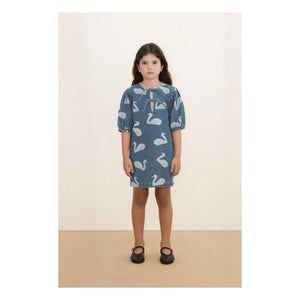 Tinycottons - Vestido Cisnes Vaqueros | Azul