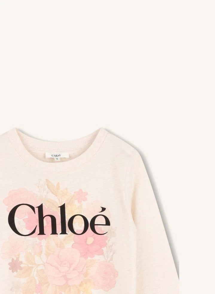 Chloé - Camiseta Chiné Chloé Flowers Algodón Orgánico | Ecru