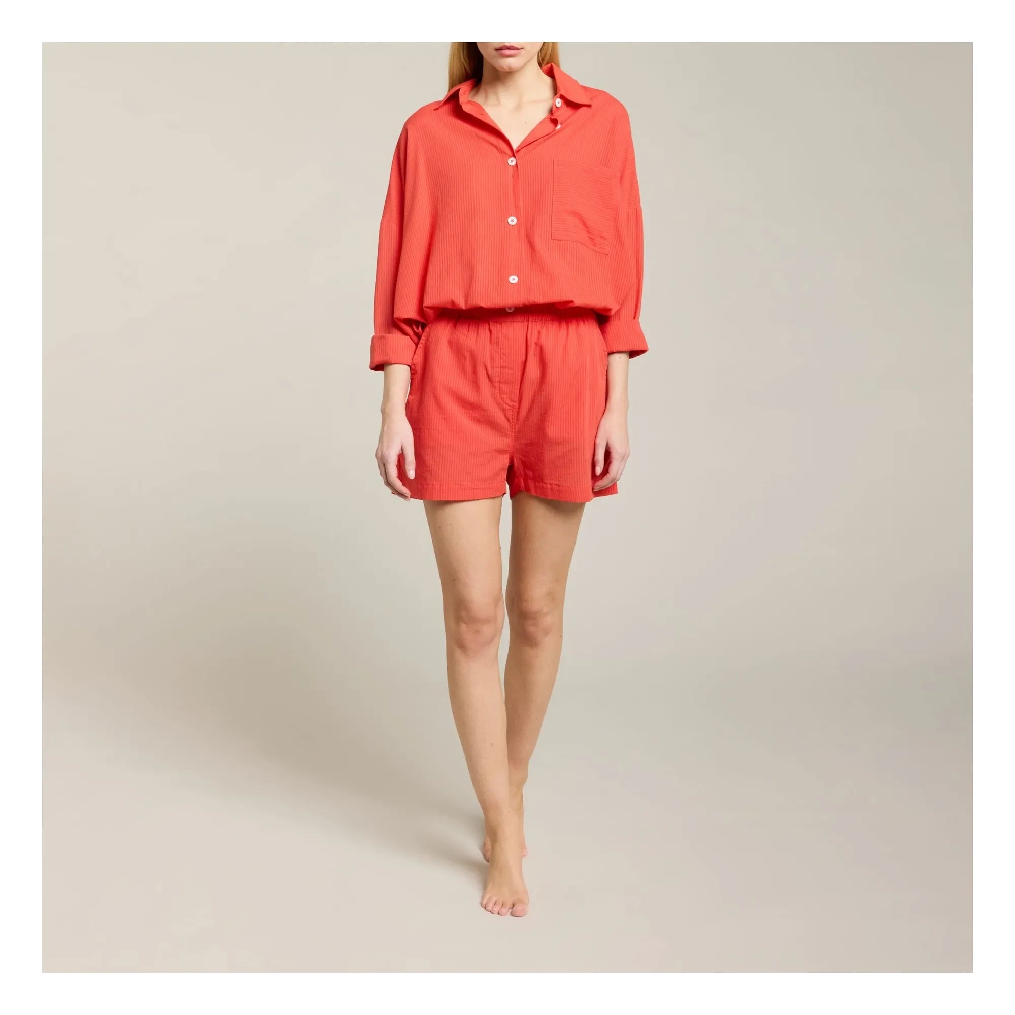 Maison Saint Julien - Short Cap d'Antibes Voile de Coton | Coral