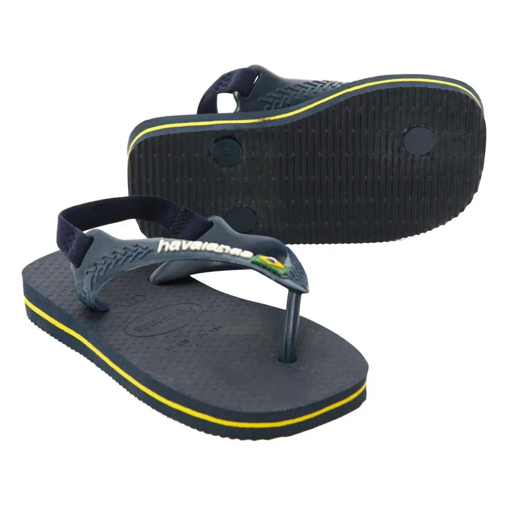 Havaianas - Chanclas de dedo de bebé Logo Brasil | Azul Noche